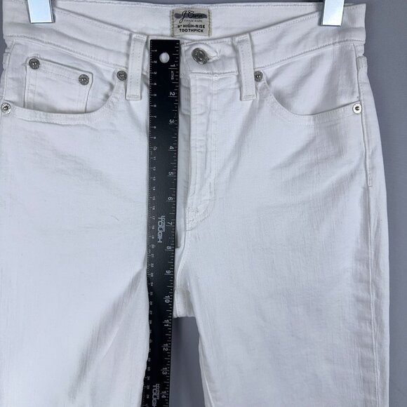 J.Crew 9' High Rise Toothpick Skinny Jeans Womens Size 27 Light Wash White - Picture 6 of 12
